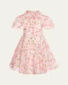 Mama Luma Girl's Positano Flowers Puff-sleeve Dress In Pink