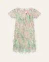 Mama Luma Girl's Rainbow Tassel Short-sleeve Dress In Multi