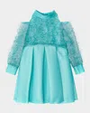 Mama Luma Girl's Shimmering Feathers Dress In Mint