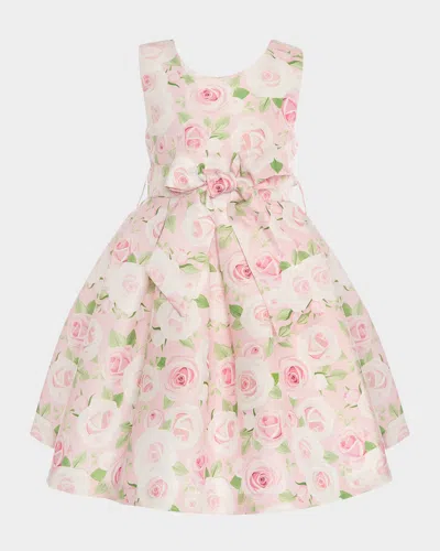 Mama Luma Kids' Girl's Sleeveless Belted Floral Dress In Multi