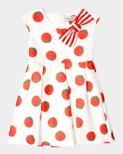 Mama Luma Kids' Girl's Tomato Short-sleeve Dress In White