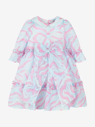 Mama Luma Kids' Girls Abstract Curve Organza Dress In Blue