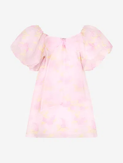 MAMA LUMA GIRLS BALLOON SLEEVE JACQUARD ORGANZA DRESS