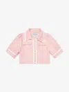 Mama Luma Girls Contrast Stitch Crop Bolero In Pink