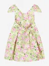 Mama Luma Girls Flower Print Dress With Belt In Green