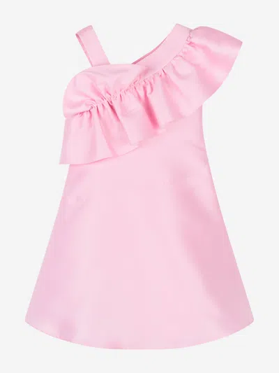 Mama Luma Babies'  Girls One Shoulder Ruffle Dress In Pink