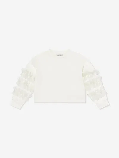 MAMA LUMA MAMA LUMA GIRLS ORGANZA DETAILED SLEEVE SWEATSHIRT