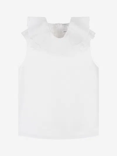 Mama Luma Babies' Girls Organza Ruffle Neck Blouse In White