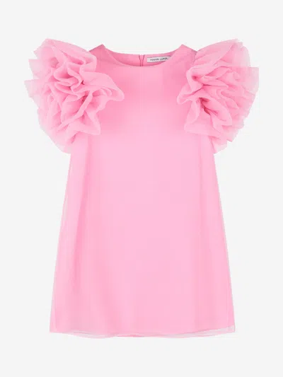 Mama Luma Kids' Girls Organza Ruffle Sleeve Dress In Pink