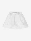 Mama Luma Girls Organza Striped Bow Skirt In White