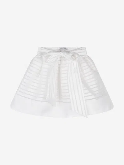 Mama Luma Kids' Girls Organza Striped Bow Skirt In White