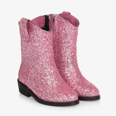 Mama Luma Kids' Girls Pink Glitter Cowboy Boots