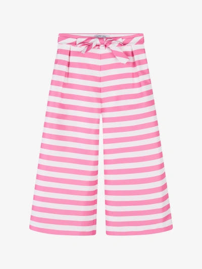 Mama Luma Babies' Girls Striped Wide Leg Trousers In Pink