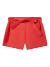 Mama Luma Pleated Bow-belt Shorts In Red