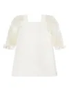 Mama Luma Puff-sleeve Square-neck Dress In Neutral