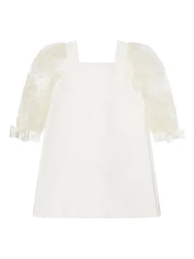 Mama Luma Kids' Puff-sleeve Square-neck Dress In Neutral