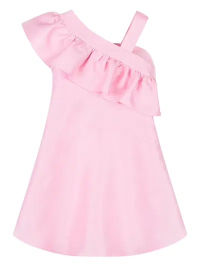 Mama Luma Kids' Ruffle-detail One-shoulder Dress In Pink