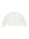 Mama Luma Ruffle-sleeve Sweatshirt In White