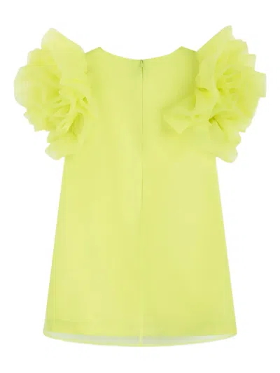 Mama Luma Kids' Ruffled-sleeve Dress In Green