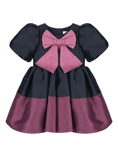 Mama Luma Kids' Satin Bow Dress In Black