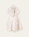 Mama Luma Shimmering Bow Dress In Ecru