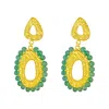 Mamba Women's Cadelita With Jadeite Stone Golden Earrings