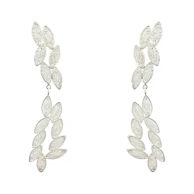 Mamba Women's Candelita Maxi Leaf Silver Earrings