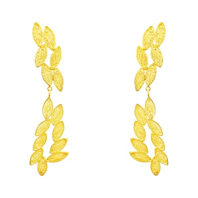 Mamba Women's Gold Candelita Maxi Leaf Earrings