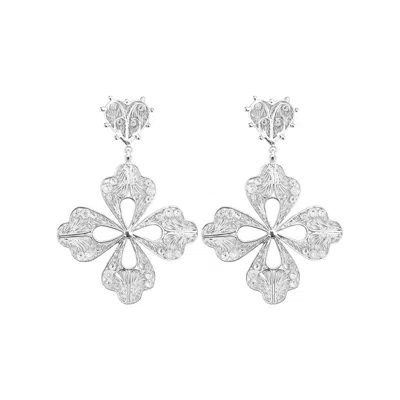 Mamba Women's Milagros Cross Silver Earrings