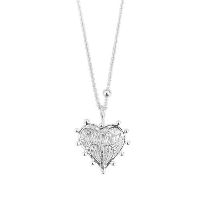 Mamba Women's Milagros Full Heart Silver Necklace