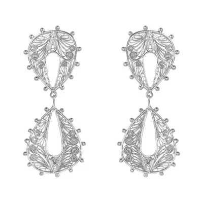 Mamba Women's Pandora Bow Silver Earrings In Metallic