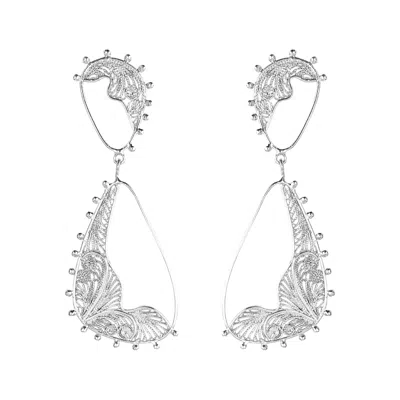 Mamba Women's Pandora Melting Silver Earrings In Metallic