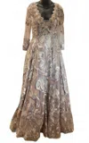 Mambo Couture Long Sleeve Sequin Gown In Bronze/multi