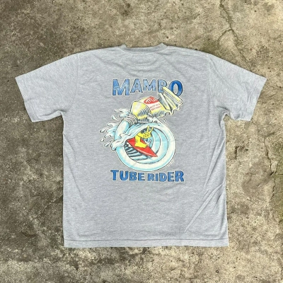 Pre-owned Mambo X Vintage Mambo Tube Rider Graphics 90's Tee Shirt In Grey