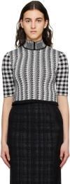 Mame Kurogouchi Black & White Multi Geometric Turtleneck In Black