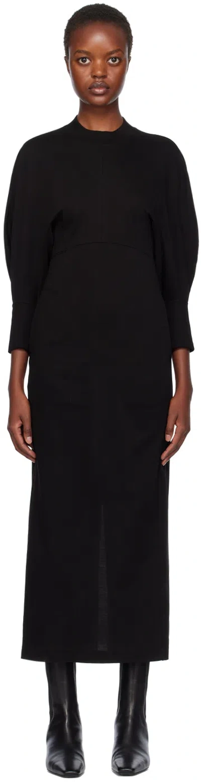 Mame Kurogouchi Black Balloon Sleeve Midi Dress