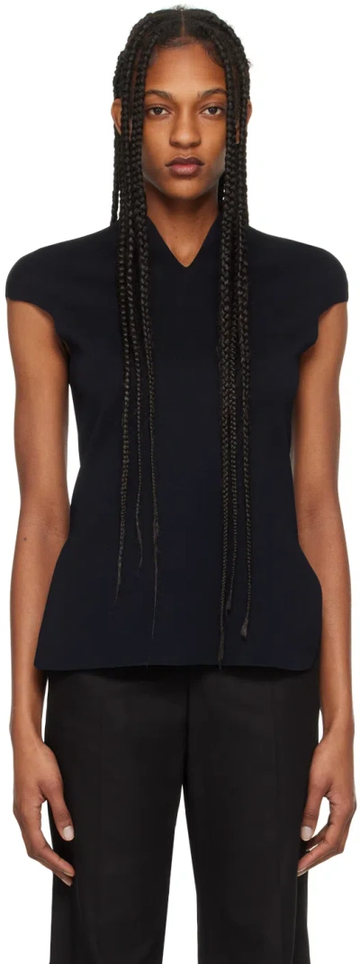 Mame Kurogouchi Black Cap Sleeve T-shirt