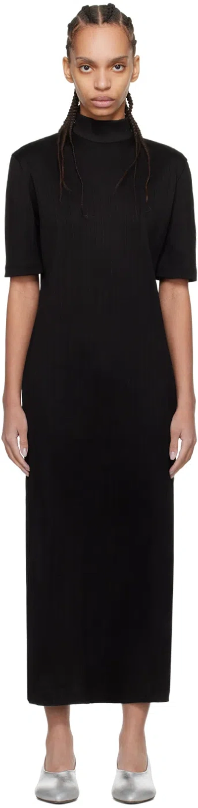 Mame Kurogouchi Black Random Ribbed Maxi Dress