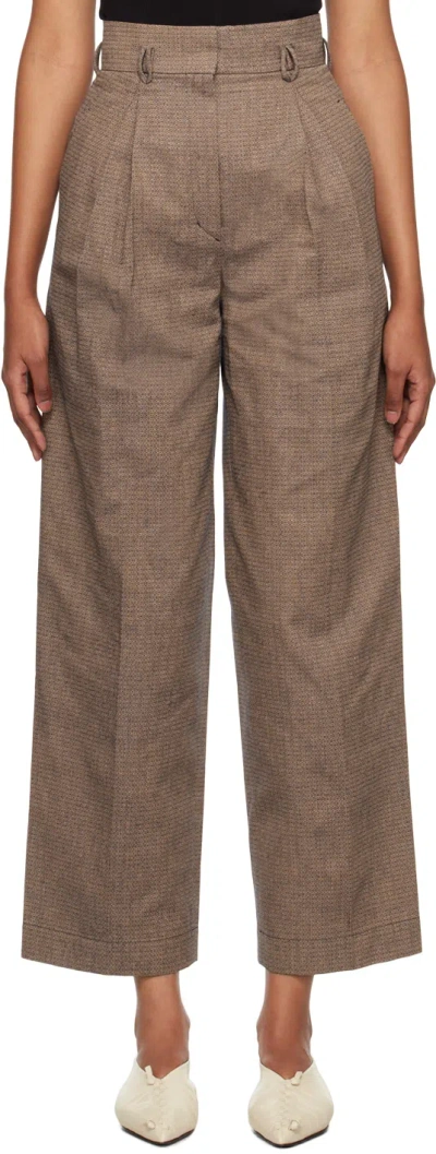 Mame Kurogouchi Gray Pleated Trousers In Navy
