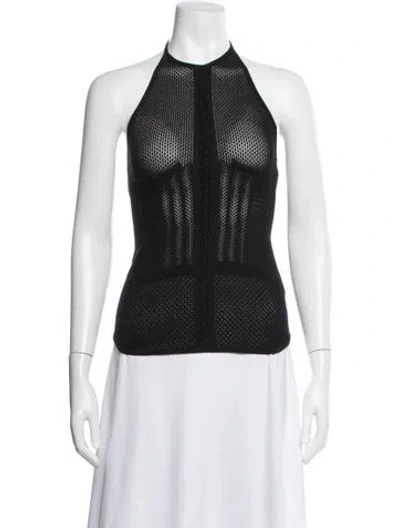 Pre-owned Mame Kurogouchi Halterneck Sleeveless Top In Black