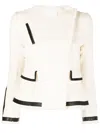 Mame Kurogouchi Long-sleeve Tweed Biker Jacket In White