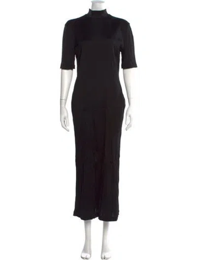 Pre-owned Mame Kurogouchi Mock Neck Long Dress In Black