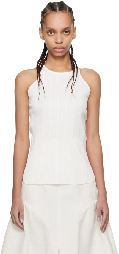 Mame Kurogouchi White Random Ribbed Tank Top