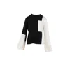Mammu Couture Knitted Sweater Tetris - Black & White In Black/white