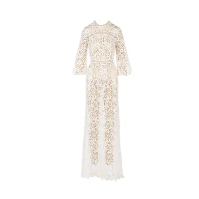 Mammu Couture Women's Dress Aurora - Maxi, White, Long Sleeves