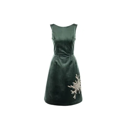Mammu Couture Women's Dress Velvet Coral - Green, Midi
