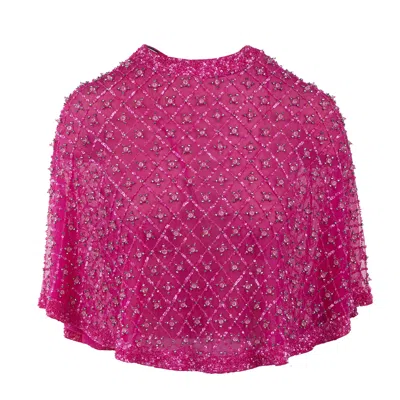 Mammu Couture Women's Pink / Purple Fuchsia Beaded Cape Tiffany In Multi