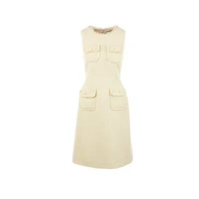 Mammu Couture Women's Tweed Dress Margaux - Light Green, Midi In Green