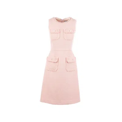 Mammu Couture Women's Tweed Dress Margaux - Pink, Midi In Pink