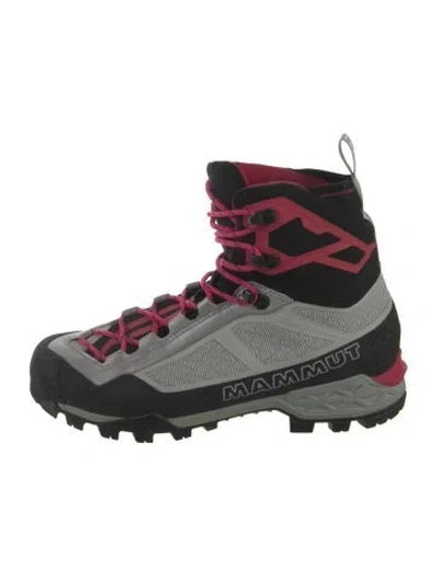 Pre-owned Mammut Leather Colorblock Pattern Combat Boots In Silver